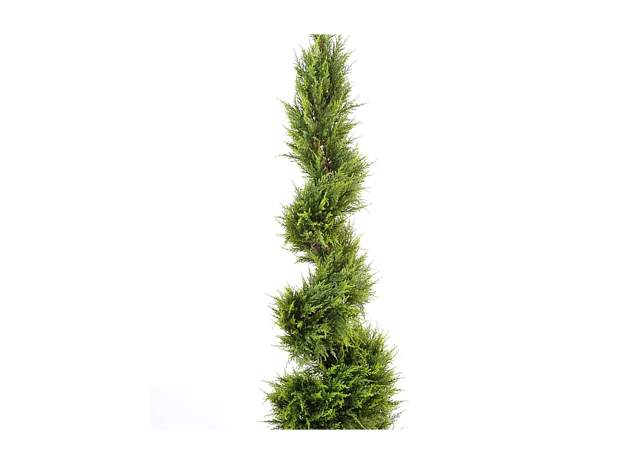 Plante artificielle haute gamme Spécial extérieur / Cyprès artificiel Juniperus Forme Spirale Vert - Dim : 130 x 48 cm