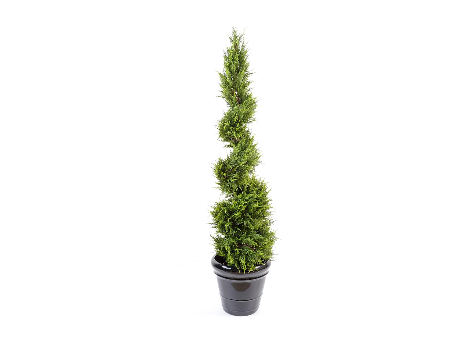 Plante artificielle haute gamme Spécial extérieur / Cyprès artificiel Juniperus Forme Spirale Vert - Dim : 130 x 48 cm