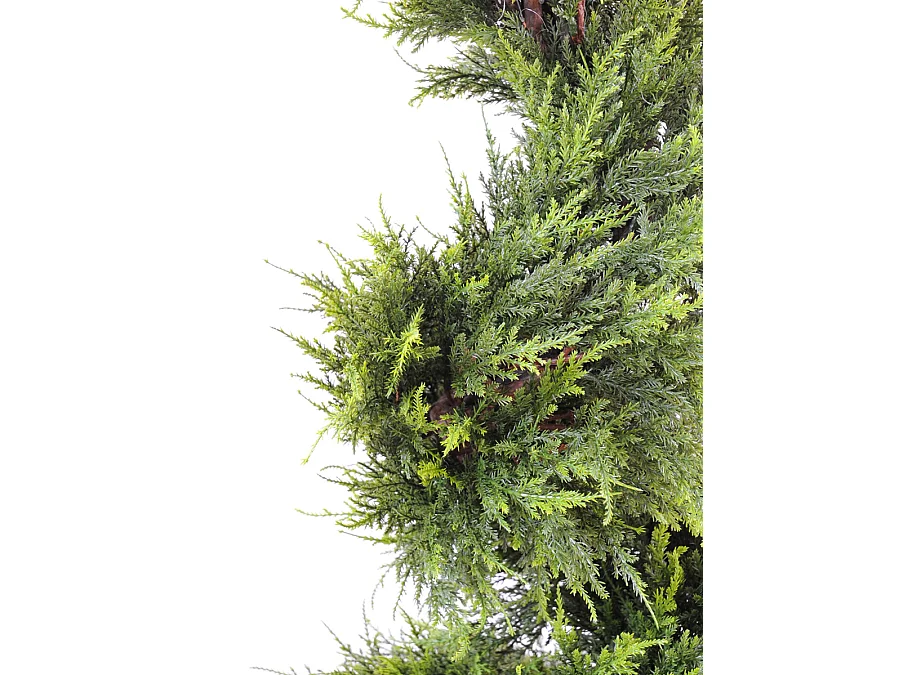 Plante artificielle haute gamme Spécial extérieur / Cyprès artificiel Juniperus Forme Spirale Vert - Dim : 130 x 48 cm