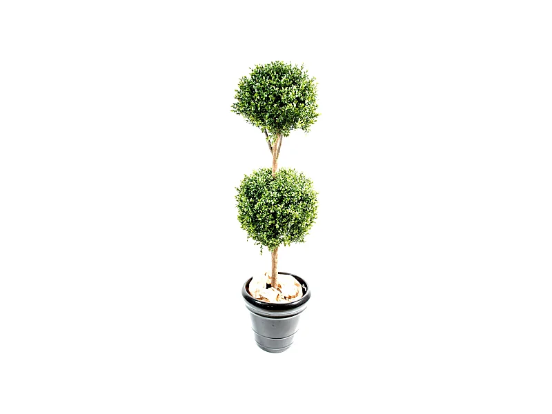 Plante artificielle haute gamme Spécial extérieur / Buis tige double boule - Dim : H.140 x D.40 cm