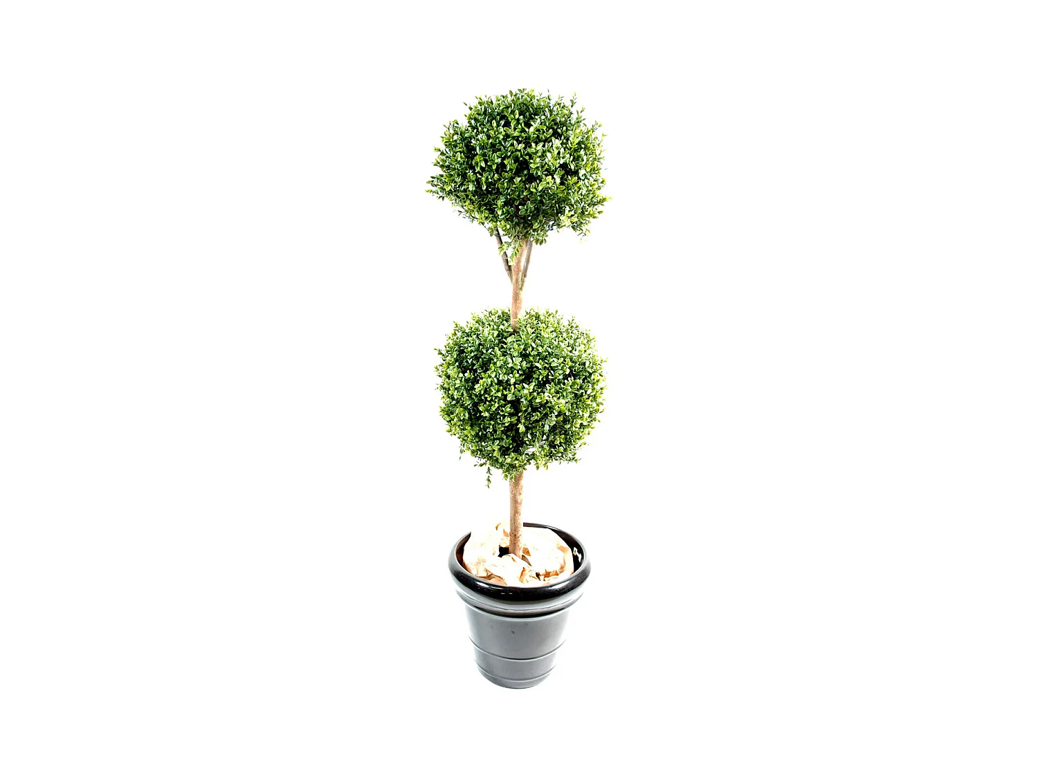 Plante artificielle haute gamme Spécial extérieur / Buis tige double boule - Dim : H.140 x D.40 cm