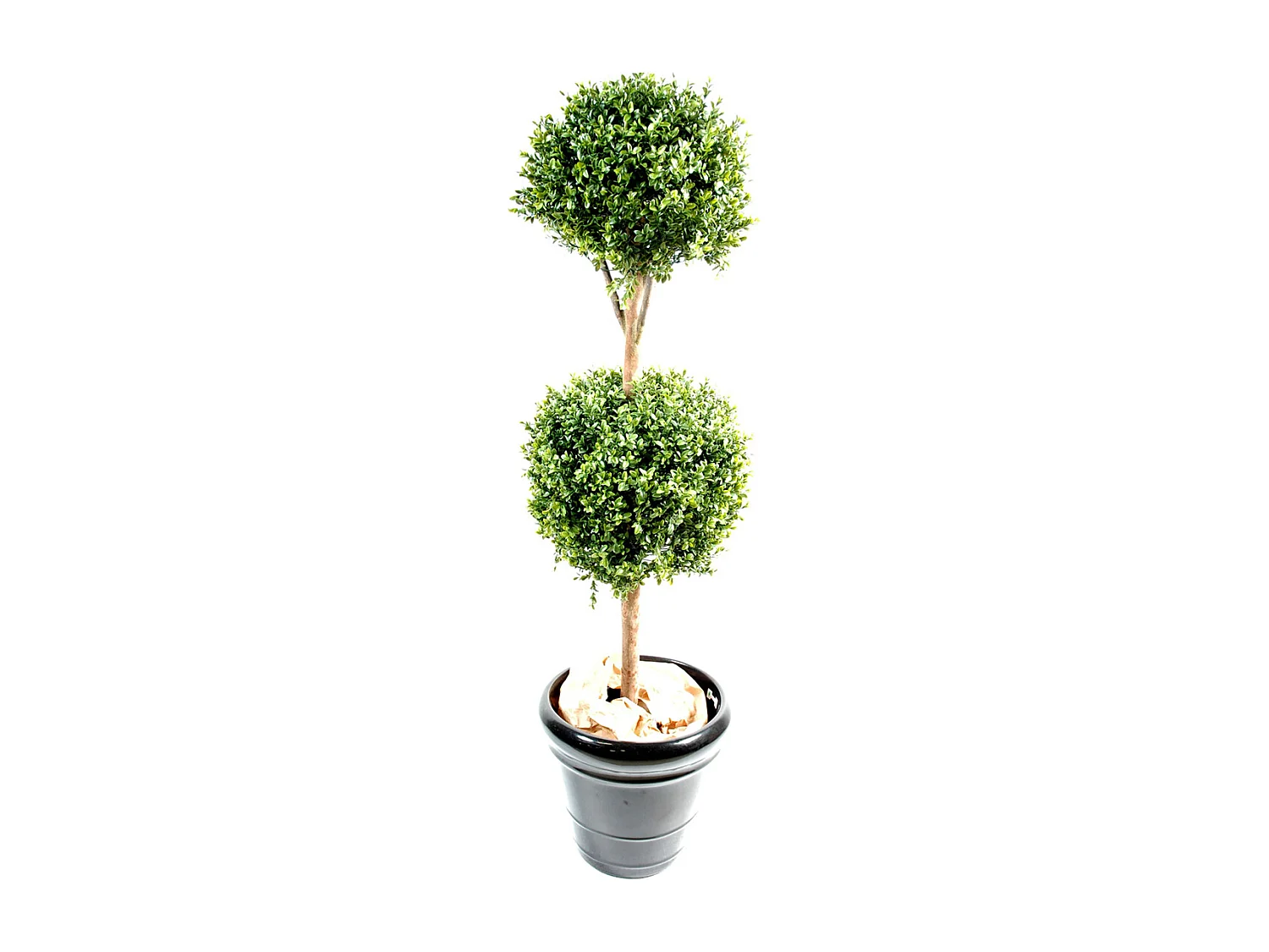 Plante artificielle haute gamme Spécial extérieur / Buis tige double boule - Dim : H.140 x D.40 cm