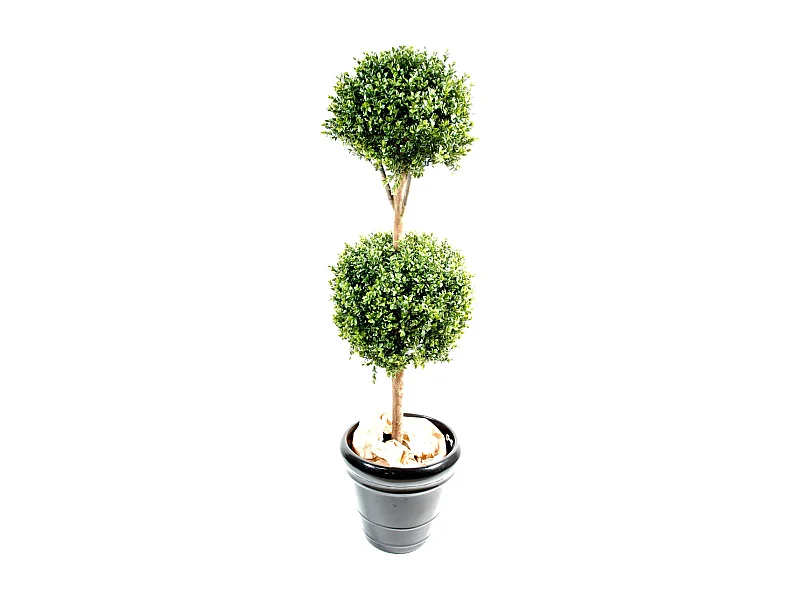 Plante artificielle haute gamme Spécial extérieur / Buis tige double boule - Dim : H.140 x D.40 cm