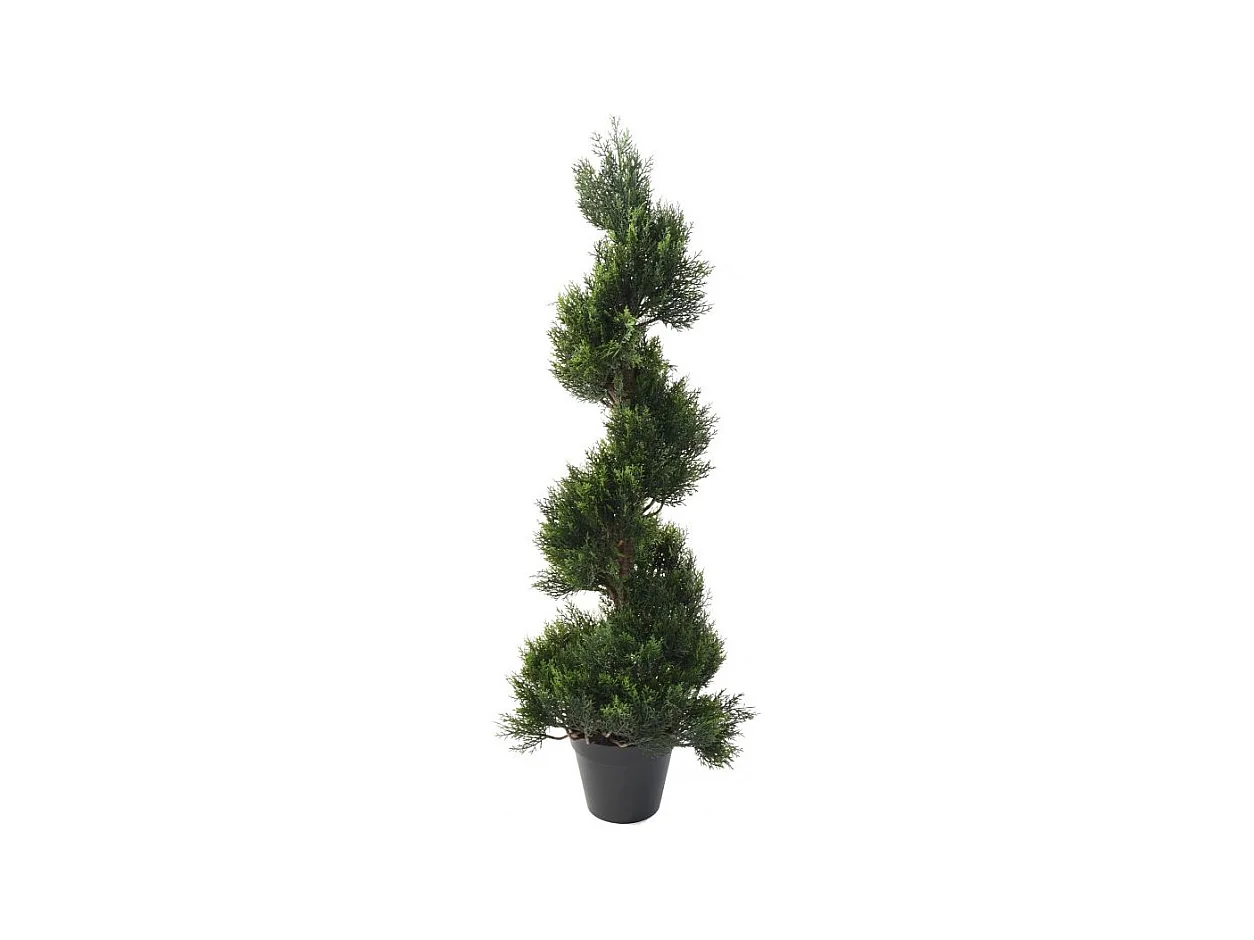 Plante artificielle haute gamme Spécial extérieur / Cyprès Artificiel Forme Spirale - Dim : 125 x 40 cm