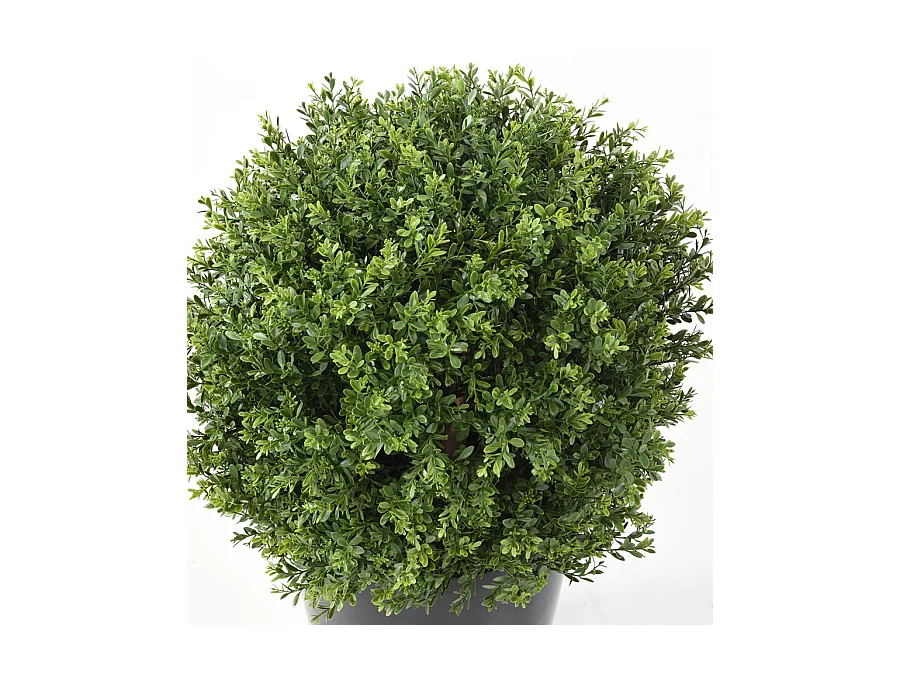 Plante artificielle haute gamme Spécial extérieur / Buis boule UV artificiel, coloris vert - Dim : H.82 x D.62 cm