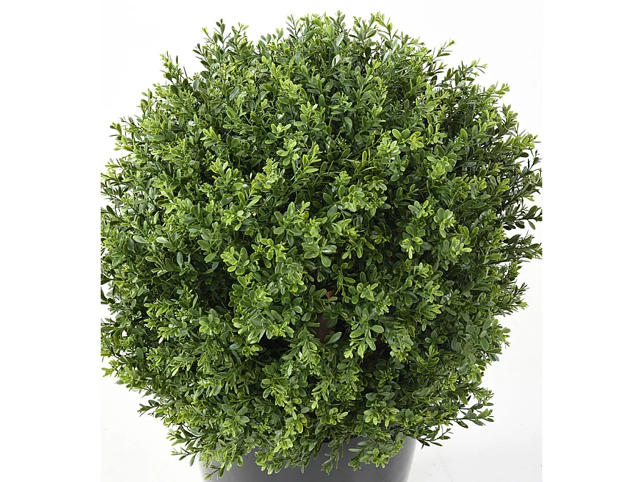 Plante artificielle haute gamme Spécial extérieur / Buis boule UV artificiel, coloris vert - Dim : H.82 x D.62 cm