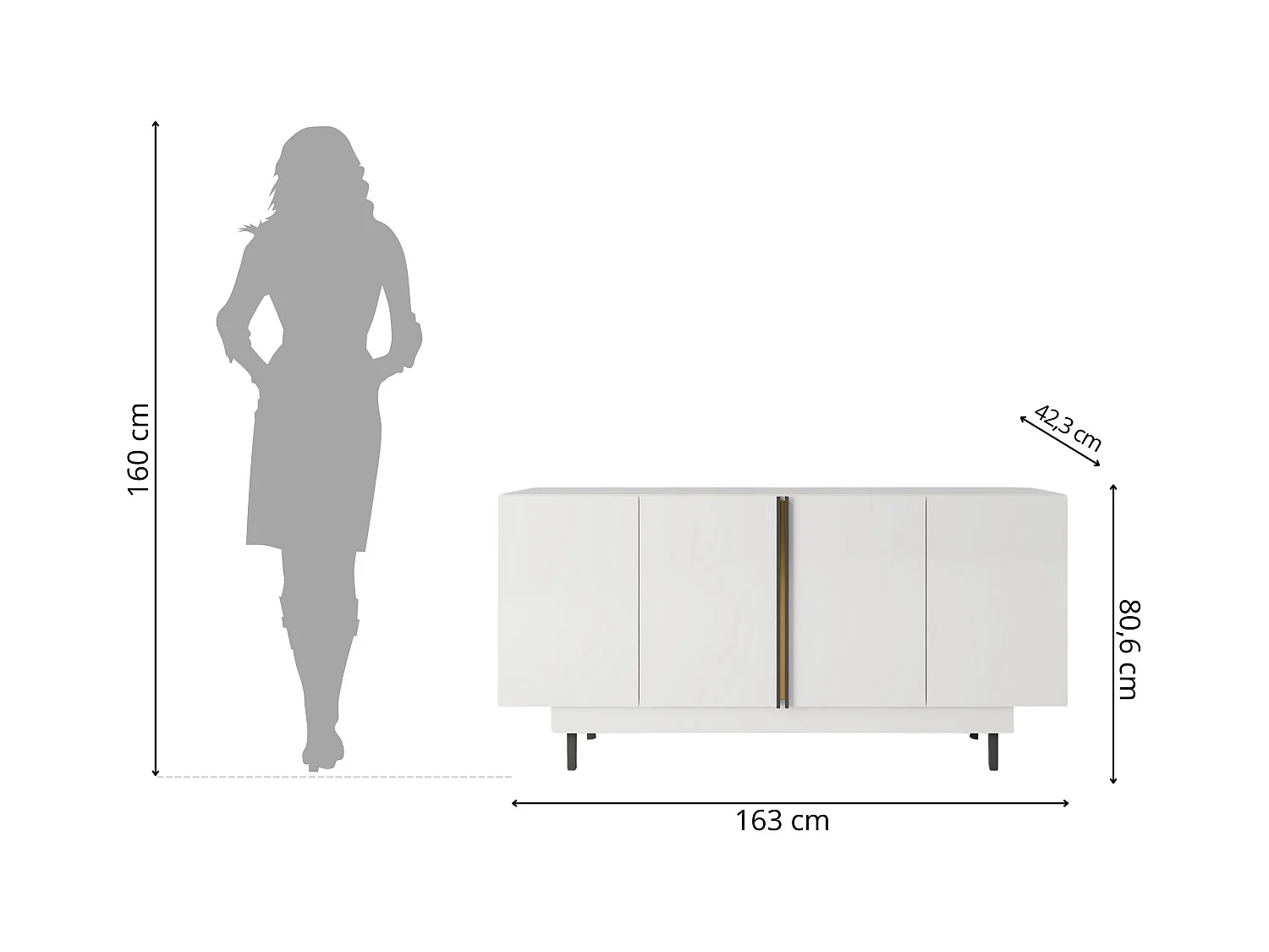 Sideboard Artemisa weiß, goldener akzent, hochglanz