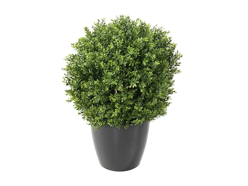 Plante artificielle haute gamme Spécial extérieur / Buis boule UV artificiel, coloris vert - Dim : H.60 x D.45 cm