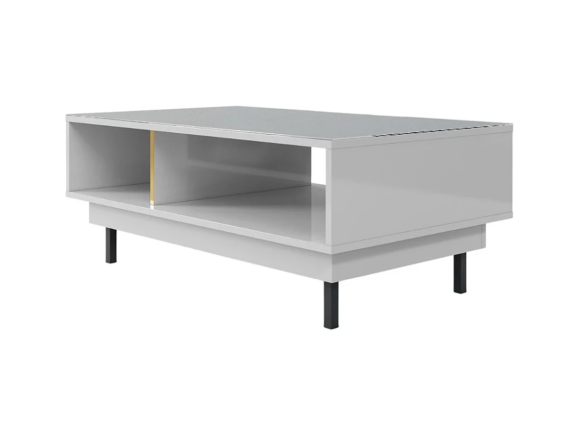 Couchtisch Artemisa weiß, goldener akzent, hochglanz