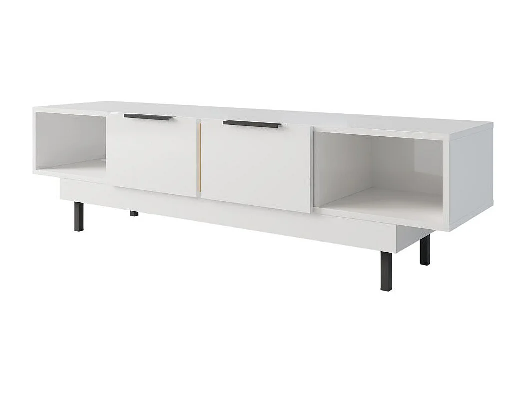 Lowboard Artemisa weiß, goldener akzent, hochglanz