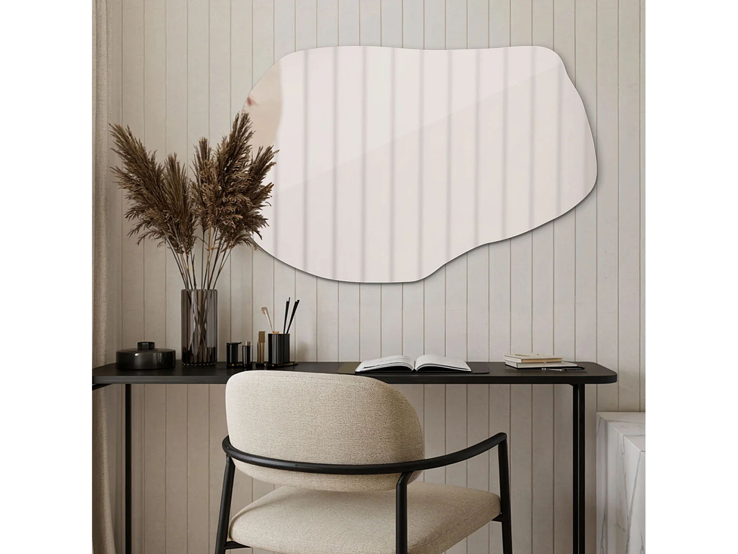 Design-Spiegel Tulup, Maße 100 cm x 65 cm, Vergrößert den Raum im Flur, perfekt für Minimalismus-Liebhaber.