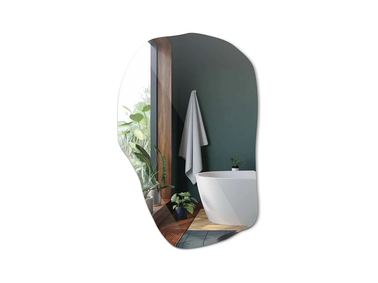 Miroir irrégulier Tulup, Dimension 70 cm x 45,5 cm , Décoration moderne pour l'entrée. Idéal aussi pour une petite salle de bain.