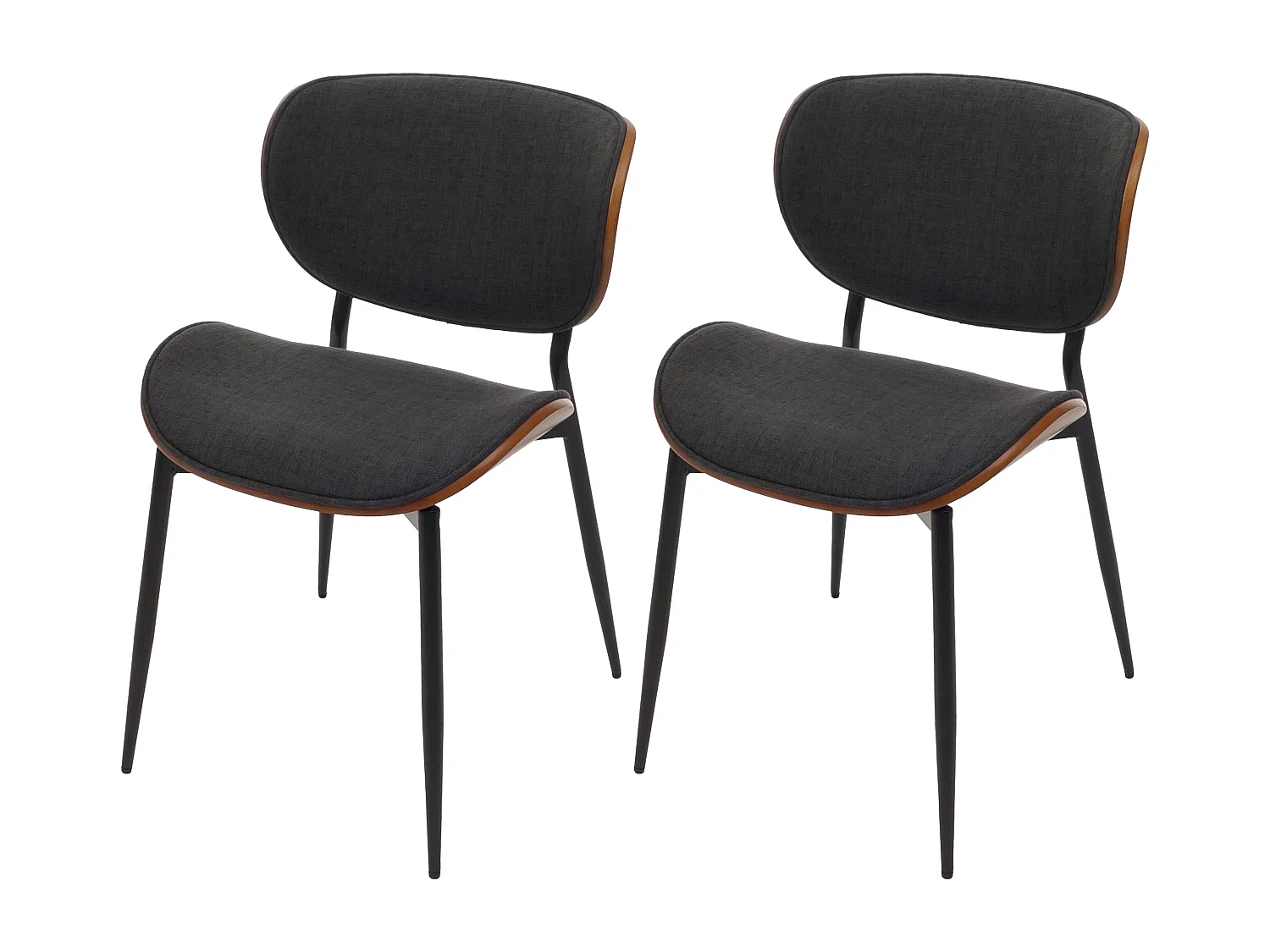 Chaise de salle à manger MCW-O45 (lot de 2),  aspect noyer, gris foncé