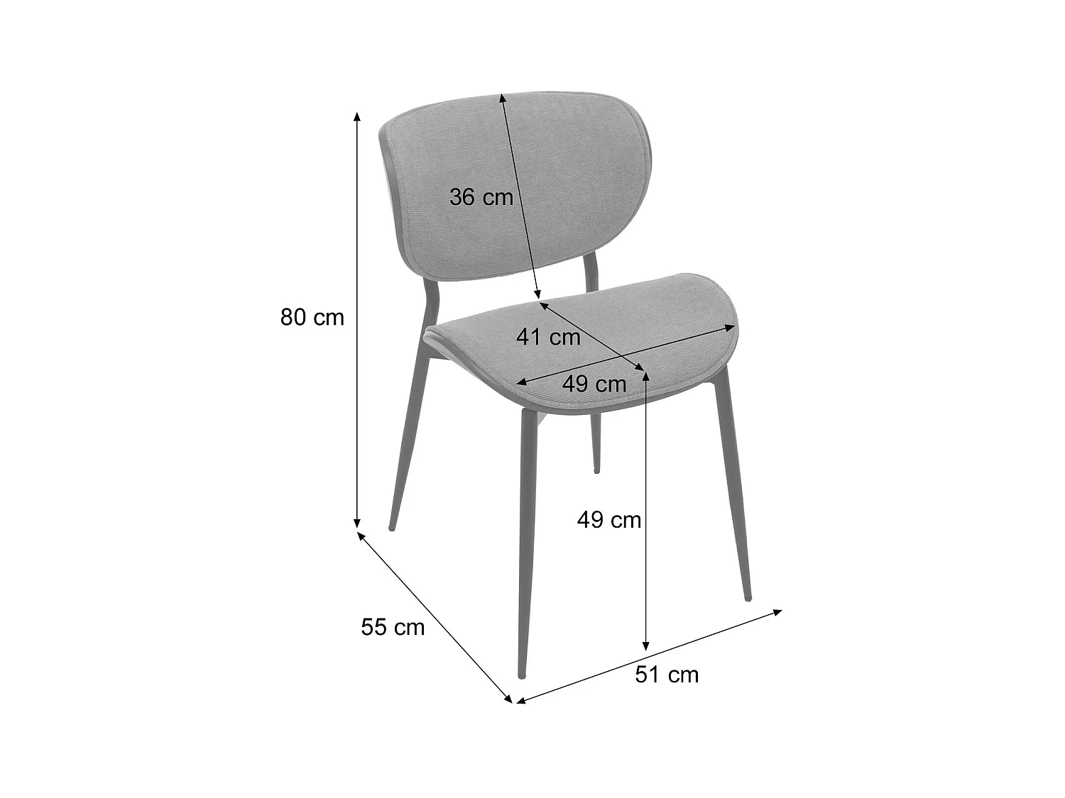 Chaise de salle à manger MCW-O45 (lot de 2),  aspect noyer, gris foncé