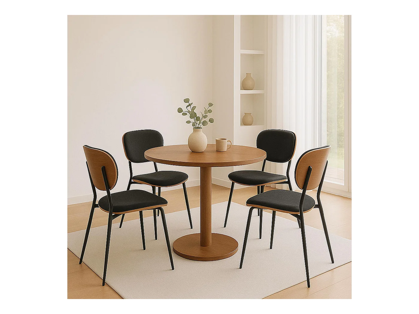 Chaise de salle à manger MCW-O45 (lot de 2),  naturel, gris foncé