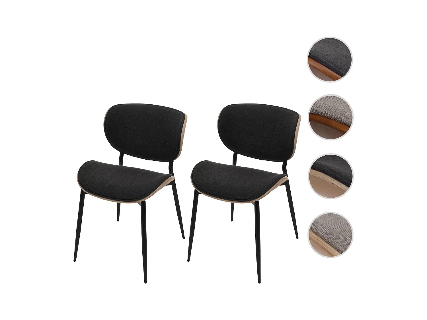 Chaise de salle à manger MCW-O45 (lot de 2),  naturel, gris foncé