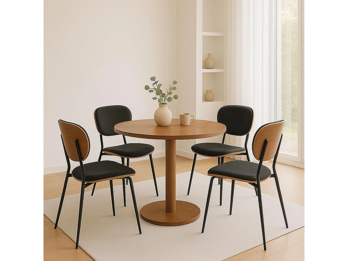 Chaise de salle à manger MCW-O45 (lot de 2),  naturel, gris foncé