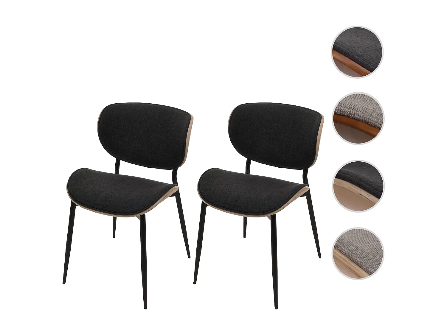 Chaise de salle à manger MCW-O45 (lot de 2),  naturel, gris foncé