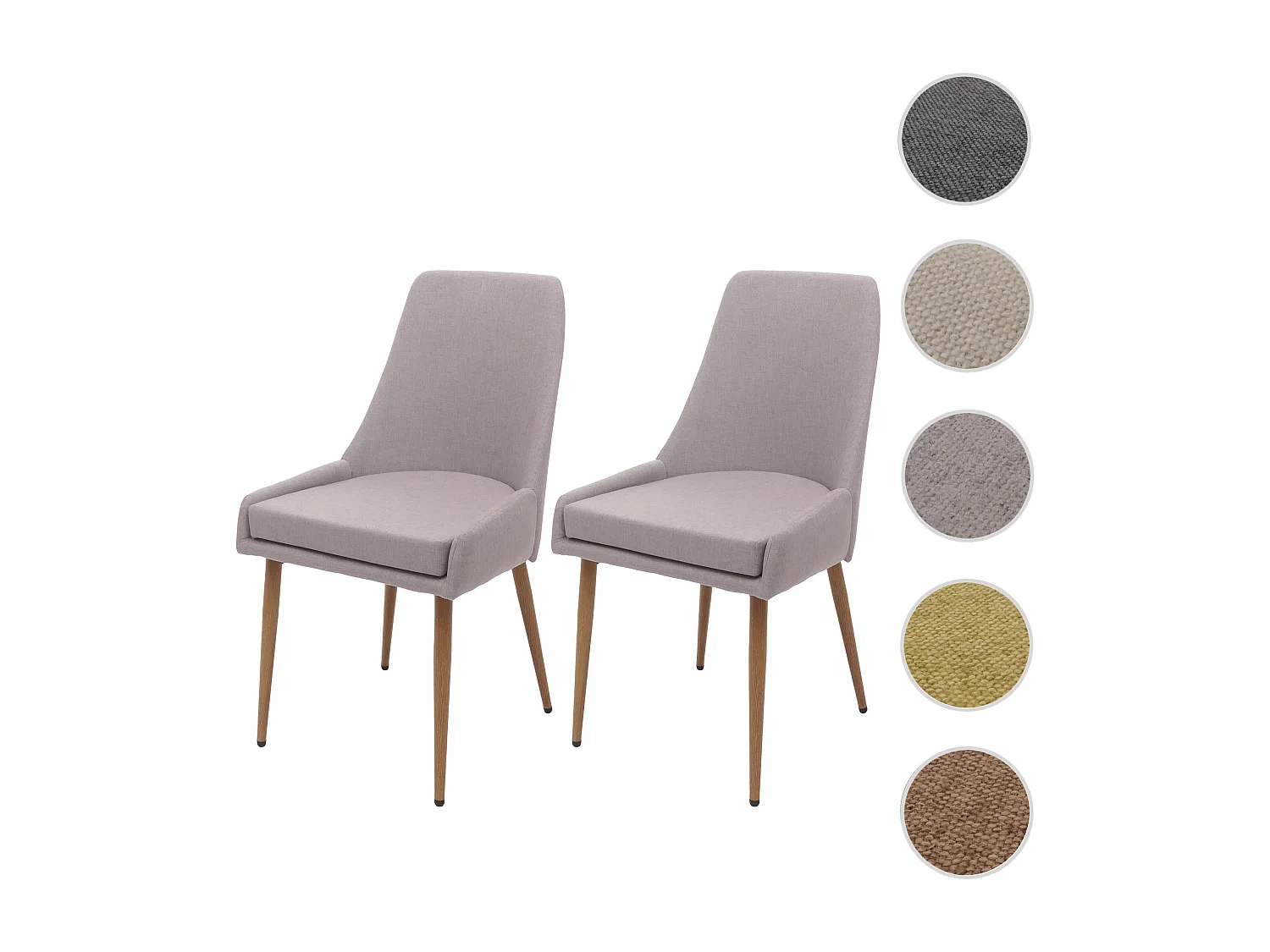 Chaise de salle à manger MCW-O27 (lot de 2),  gris clair