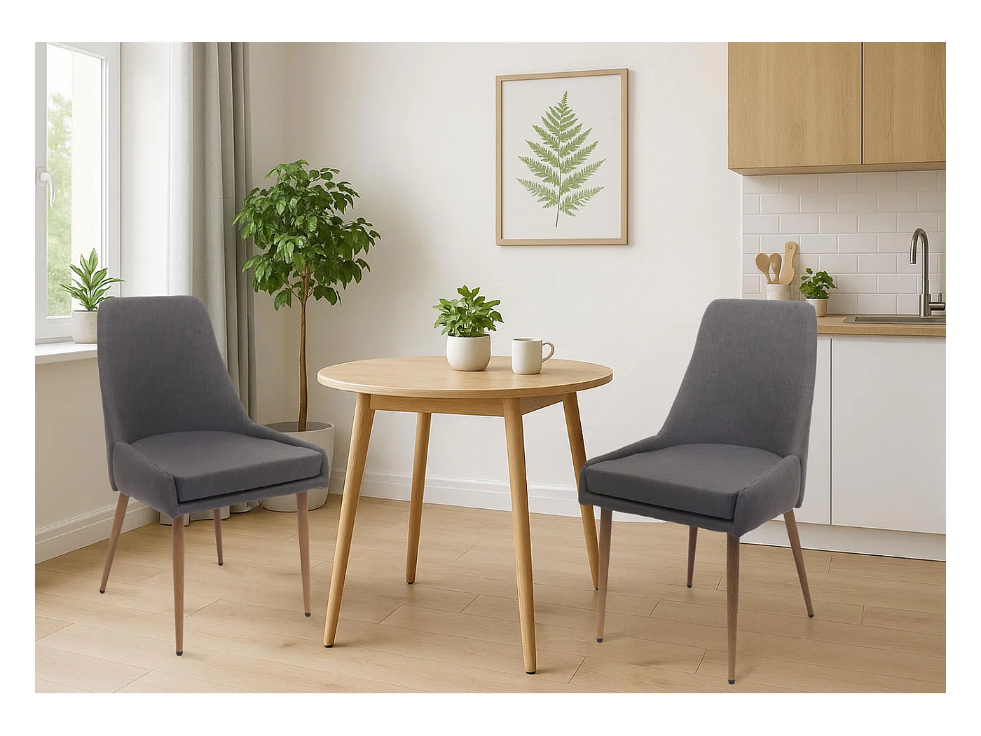 Chaise de salle à manger MCW-O27 (lot de 2),  gris foncé