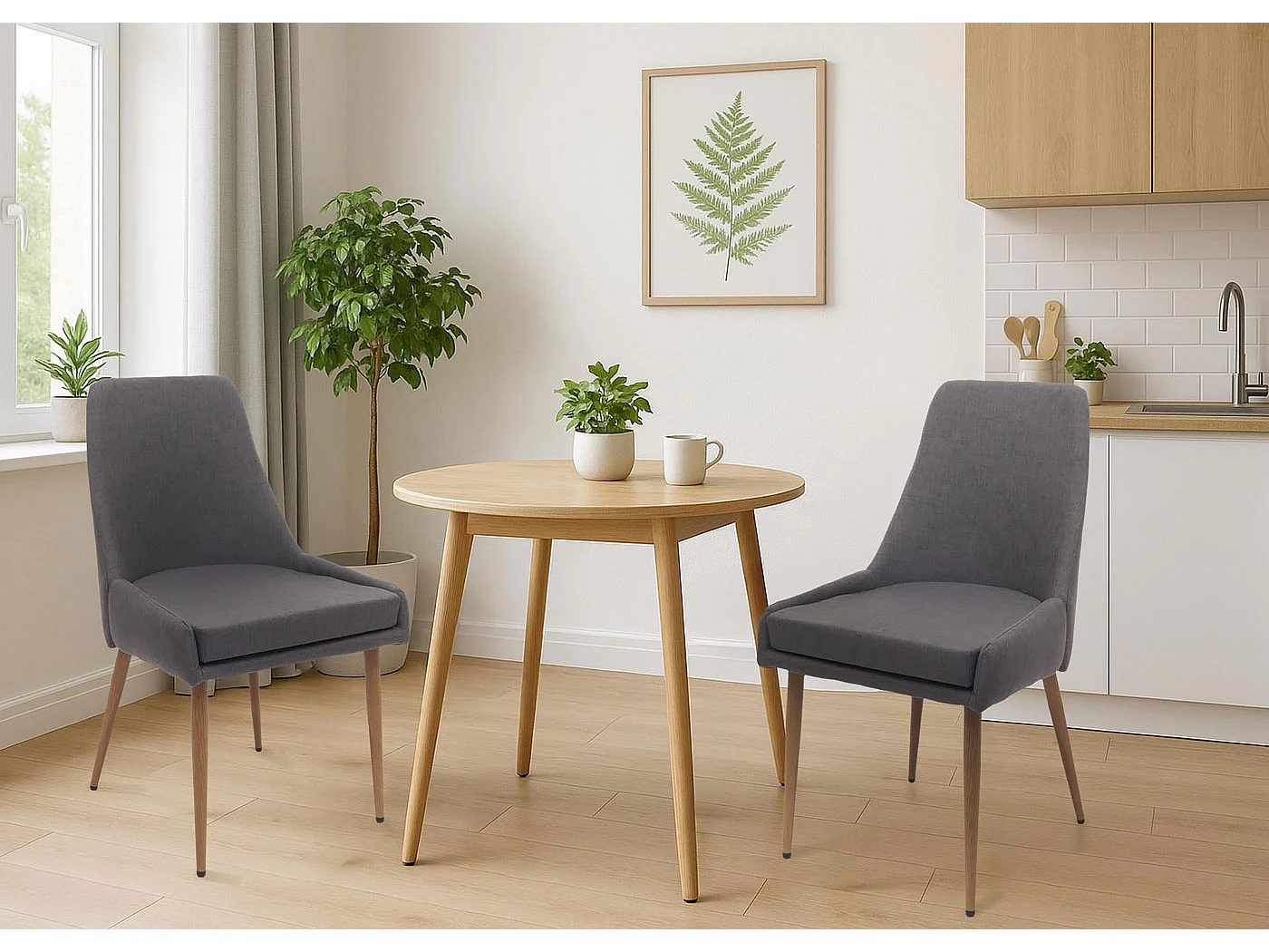 Chaise de salle à manger MCW-O27 (lot de 2),  gris foncé