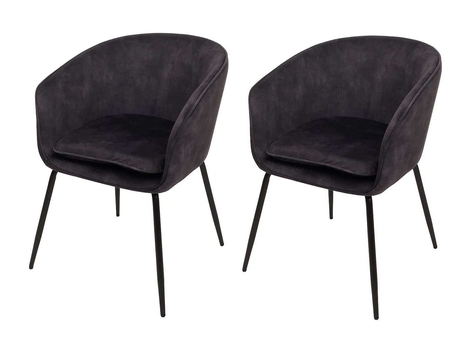 Set di 2 sedie da pranzo MCW-O28, poltroncina da cucina imbottita, stoffa/tessuto (340g/m²) metallo ~ grigio scuro