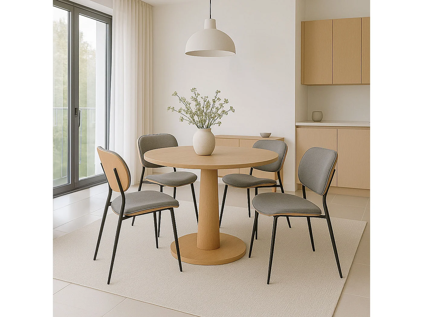 Chaise de salle à manger MCW-O45 (lot de 2),  naturel, gris clair