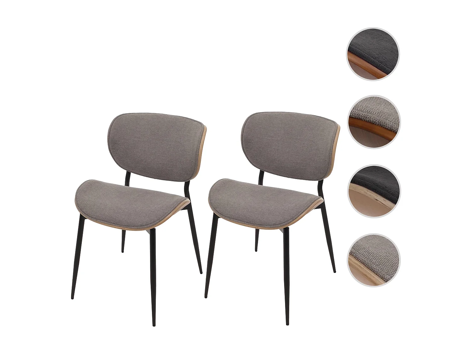 Chaise de salle à manger MCW-O45 (lot de 2),  naturel, gris clair