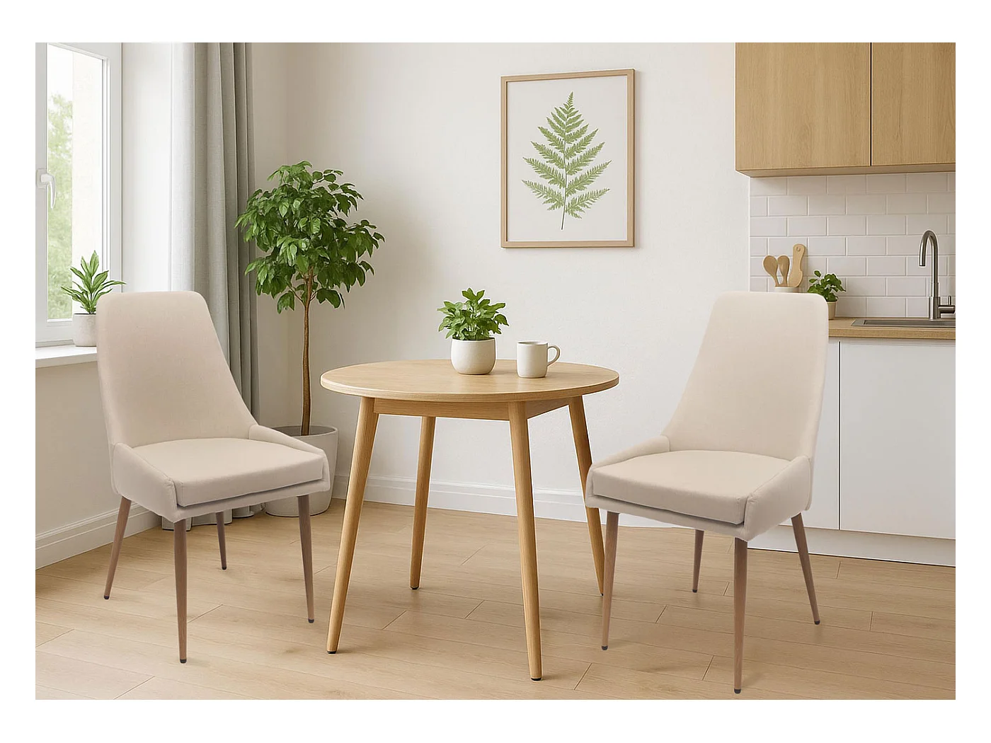 MCW-O27 cadeira de jantar (conjunto de 2),  bege