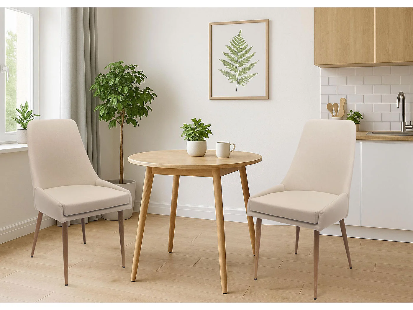 MCW-O27 cadeira de jantar (conjunto de 2),  bege