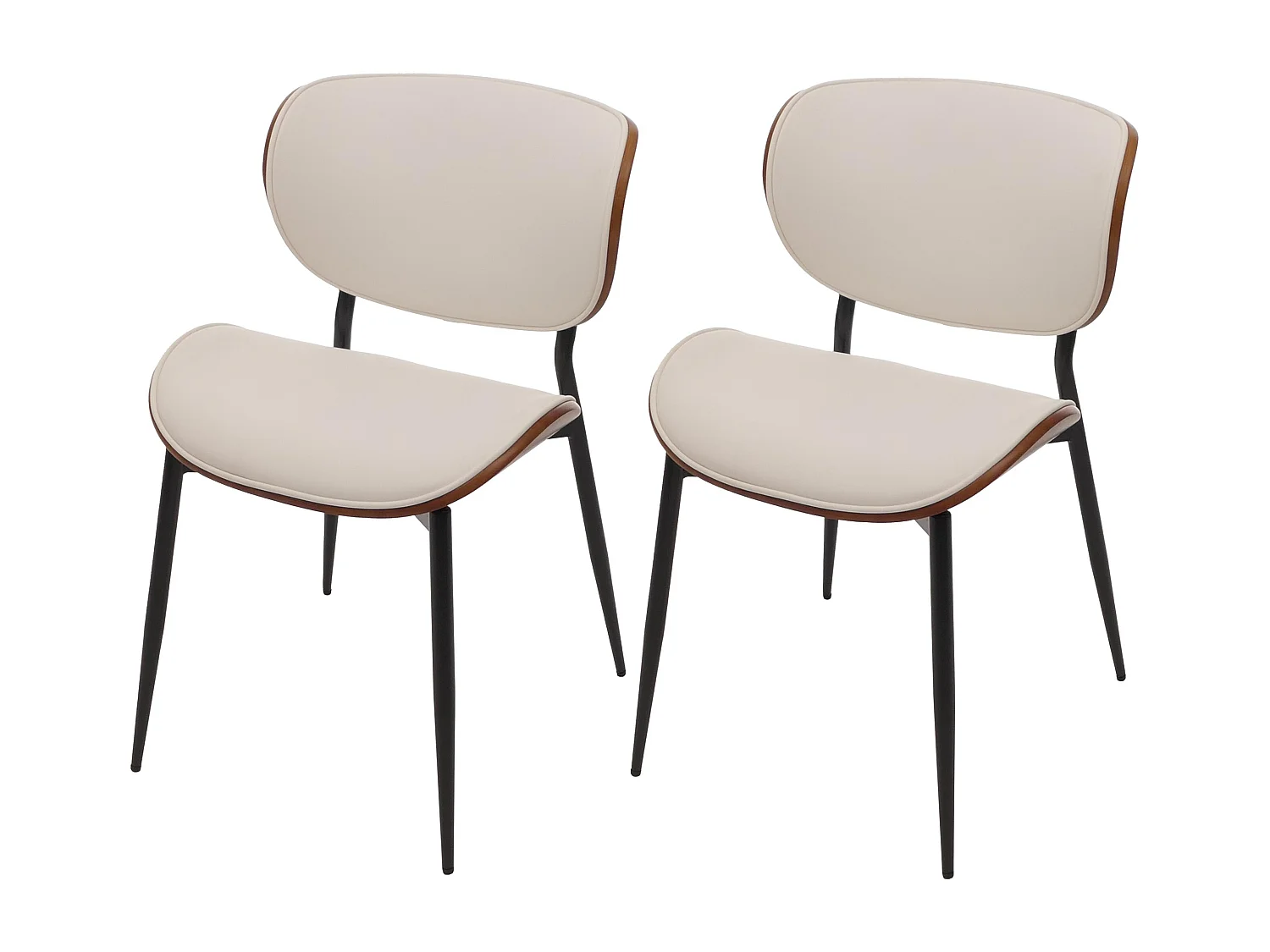 Esszimmerstuhl MCW-O45 (2er-Set), Walnuss-Optik, weiß