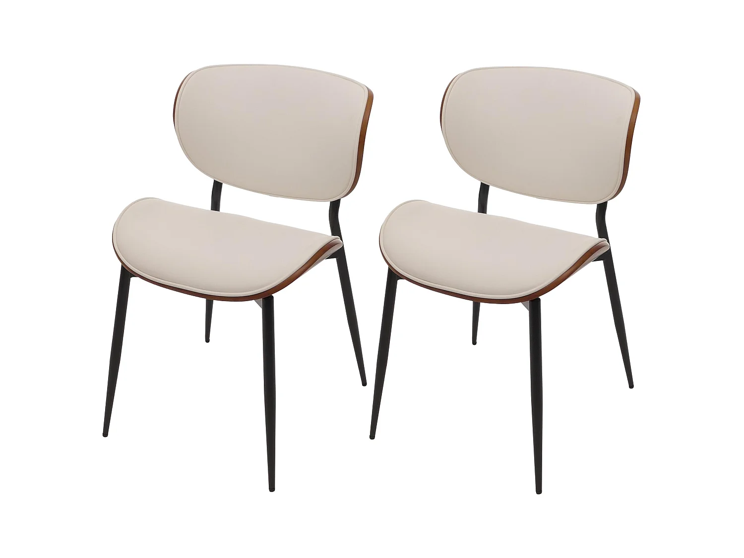 Chaise de salle à manger MCW-O45 (lot de 2),  aspect noyer, blanc