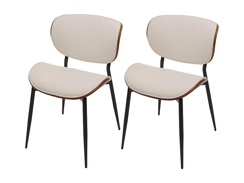 Chaise de salle à manger MCW-O45 (lot de 2),  aspect noyer, blanc