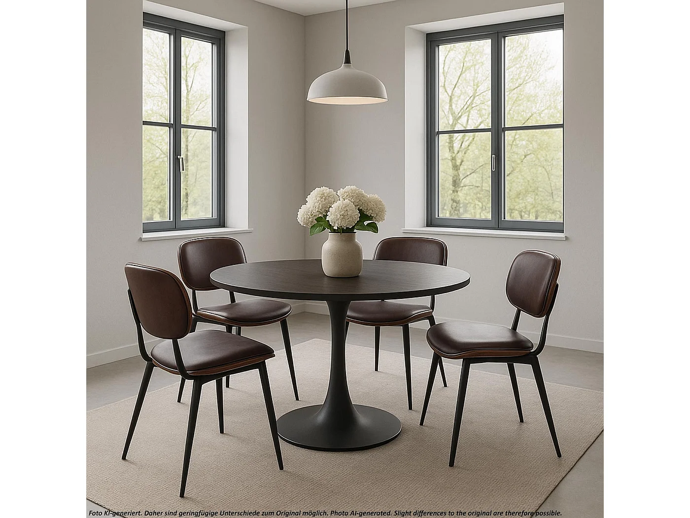 MCW-O45 dining chair (set of 2),  walnut finish, vintage brown