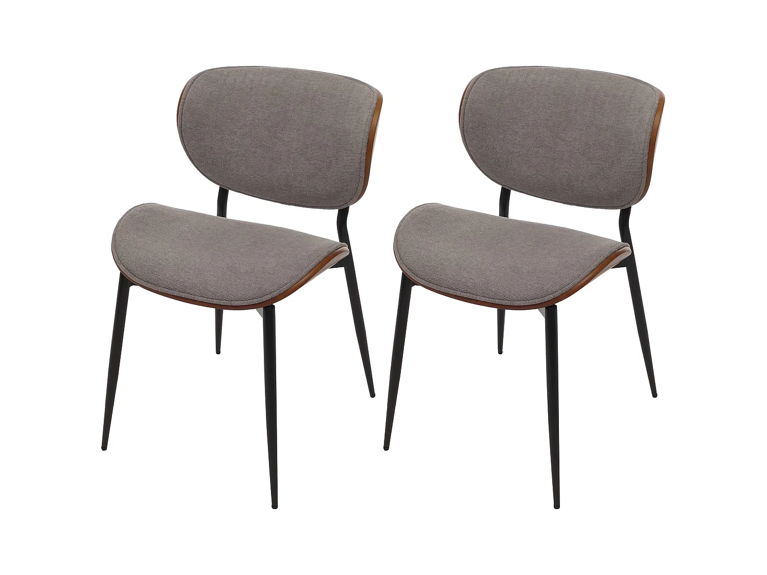 Chaise de salle à manger MCW-O45 (lot de 2),  aspect noyer, gris clair
