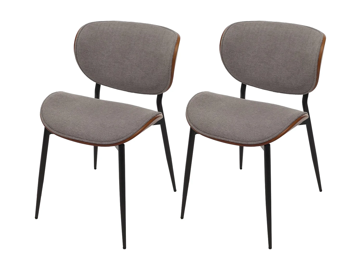 Chaise de salle à manger MCW-O45 (lot de 2),  aspect noyer, gris clair