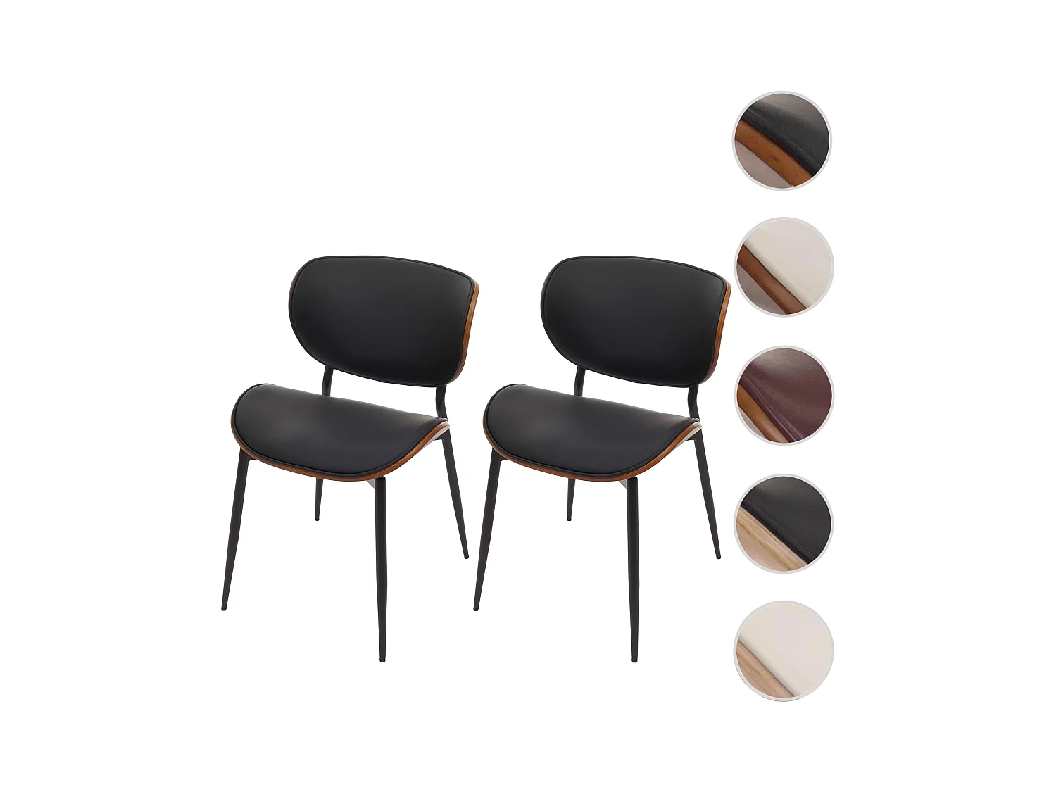 Krzesło do jadalni MCW-O45 (zestaw 2 sztuk),  orzechowy wygląd, czarny