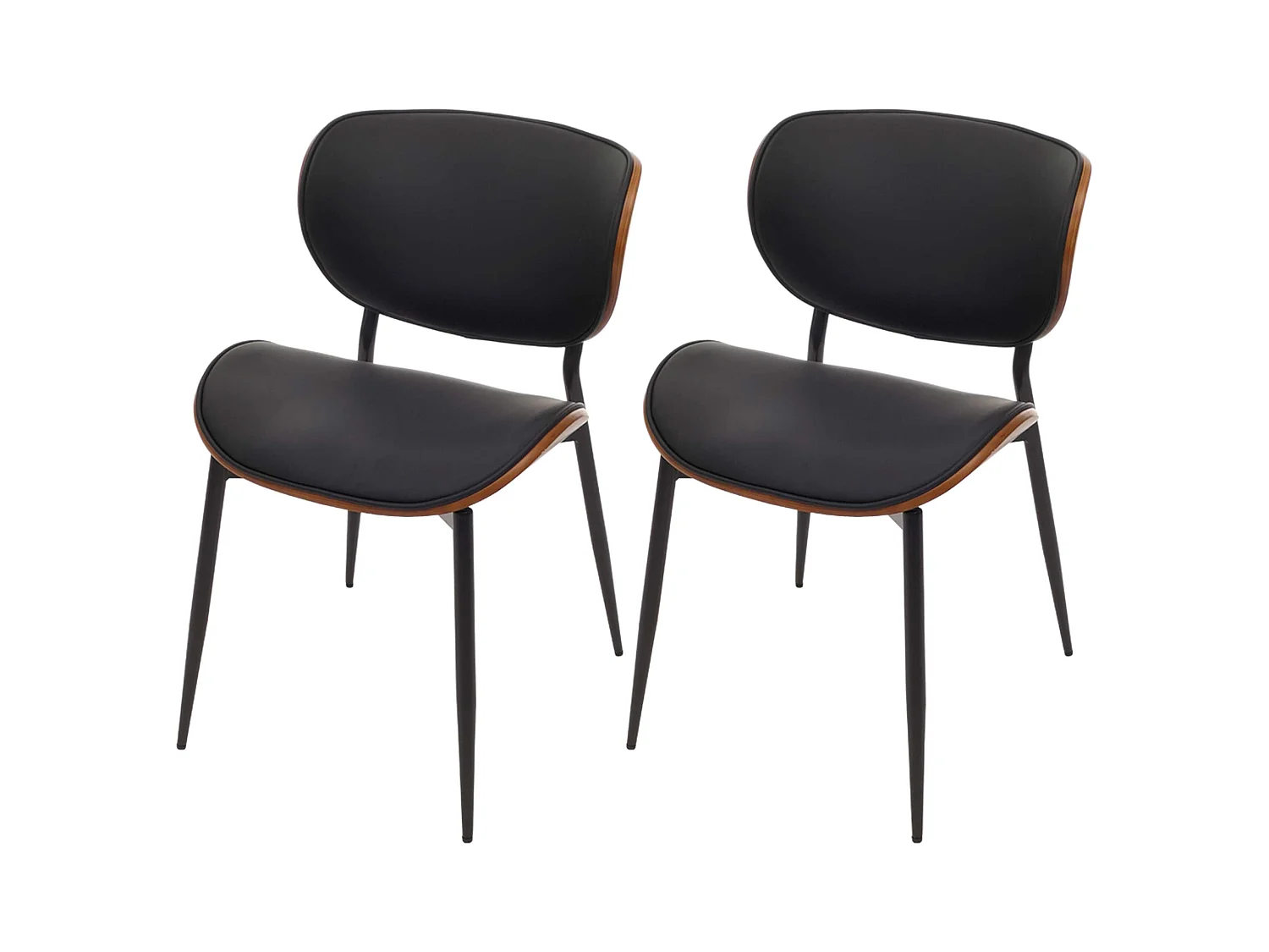 Set di 2 sedie da pranzo MCW-O45, sedia, ecopelle in legno curvo 280g/m² Oeko-Tex MVG ~ color noce, nero