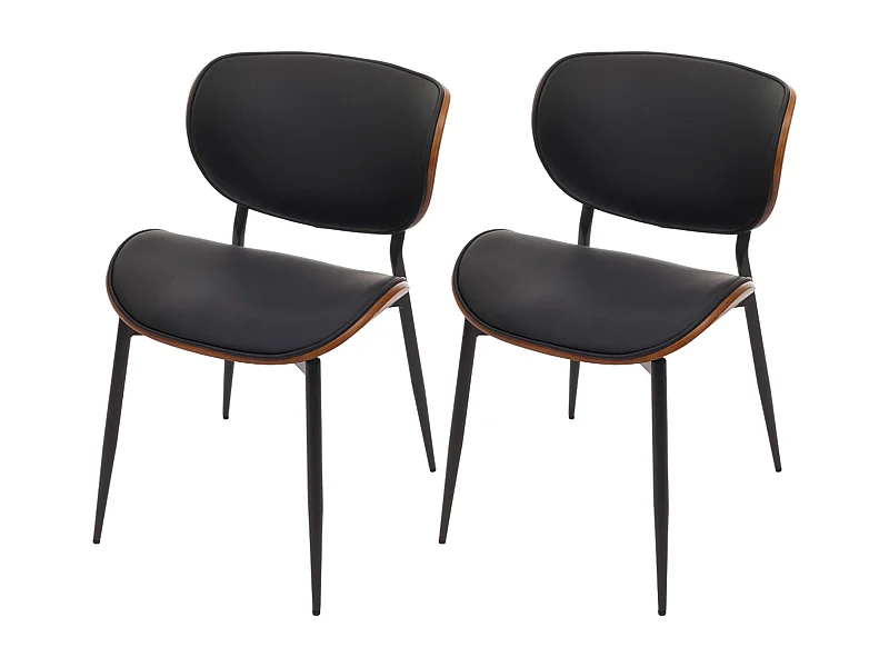 Chaise de salle à manger MCW-O45 (lot de 2),  aspect noyer, noir