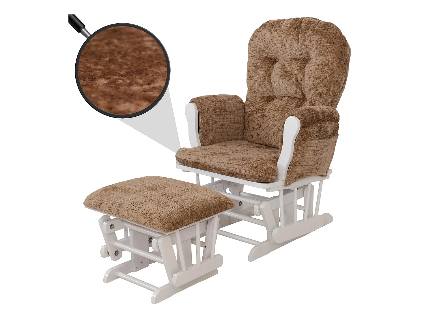 Fauteuil de relaxation MCW-C76,  marron clair, piètement blanc