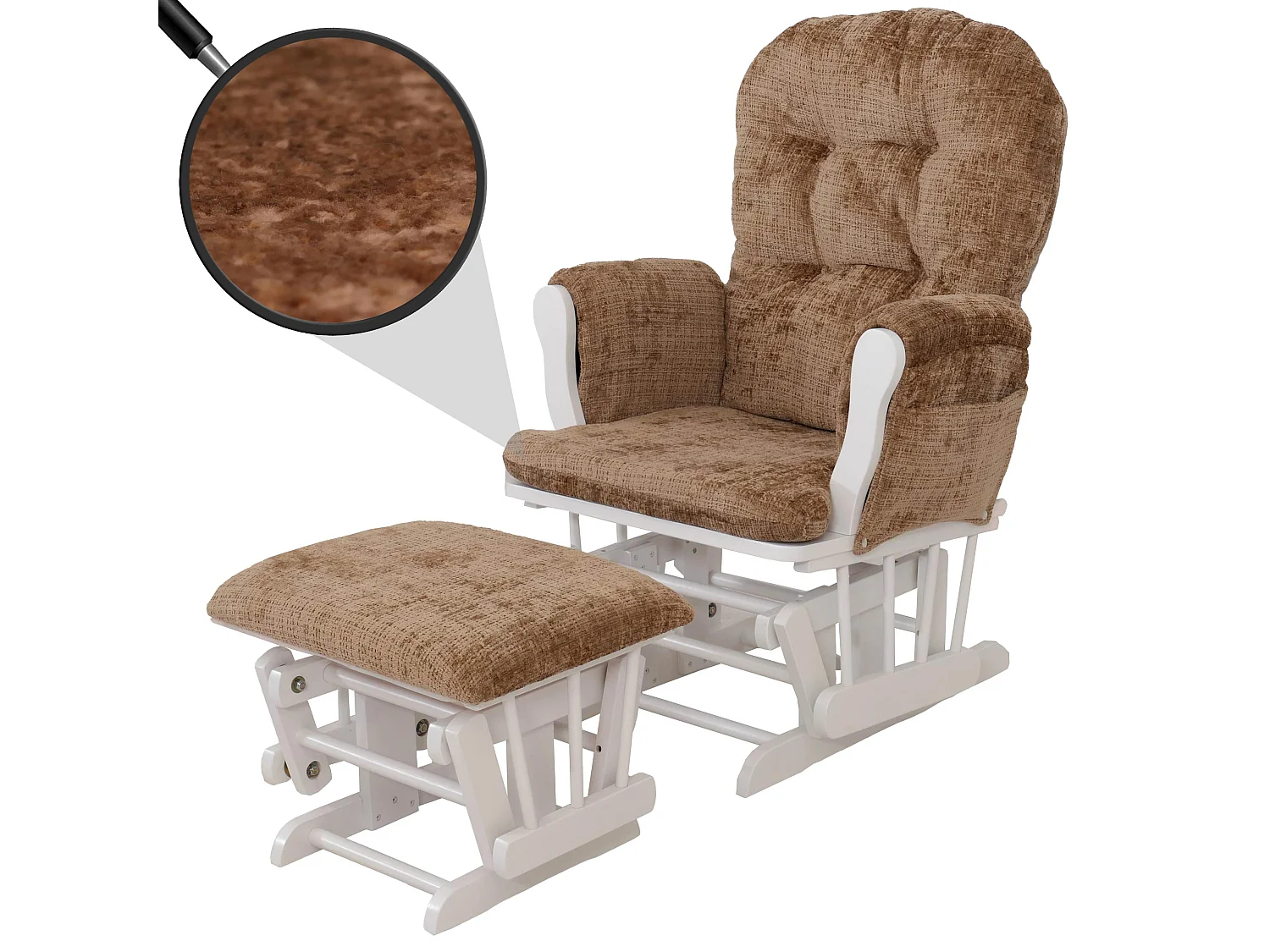 Fauteuil de relaxation MCW-C76,  marron clair, piètement blanc