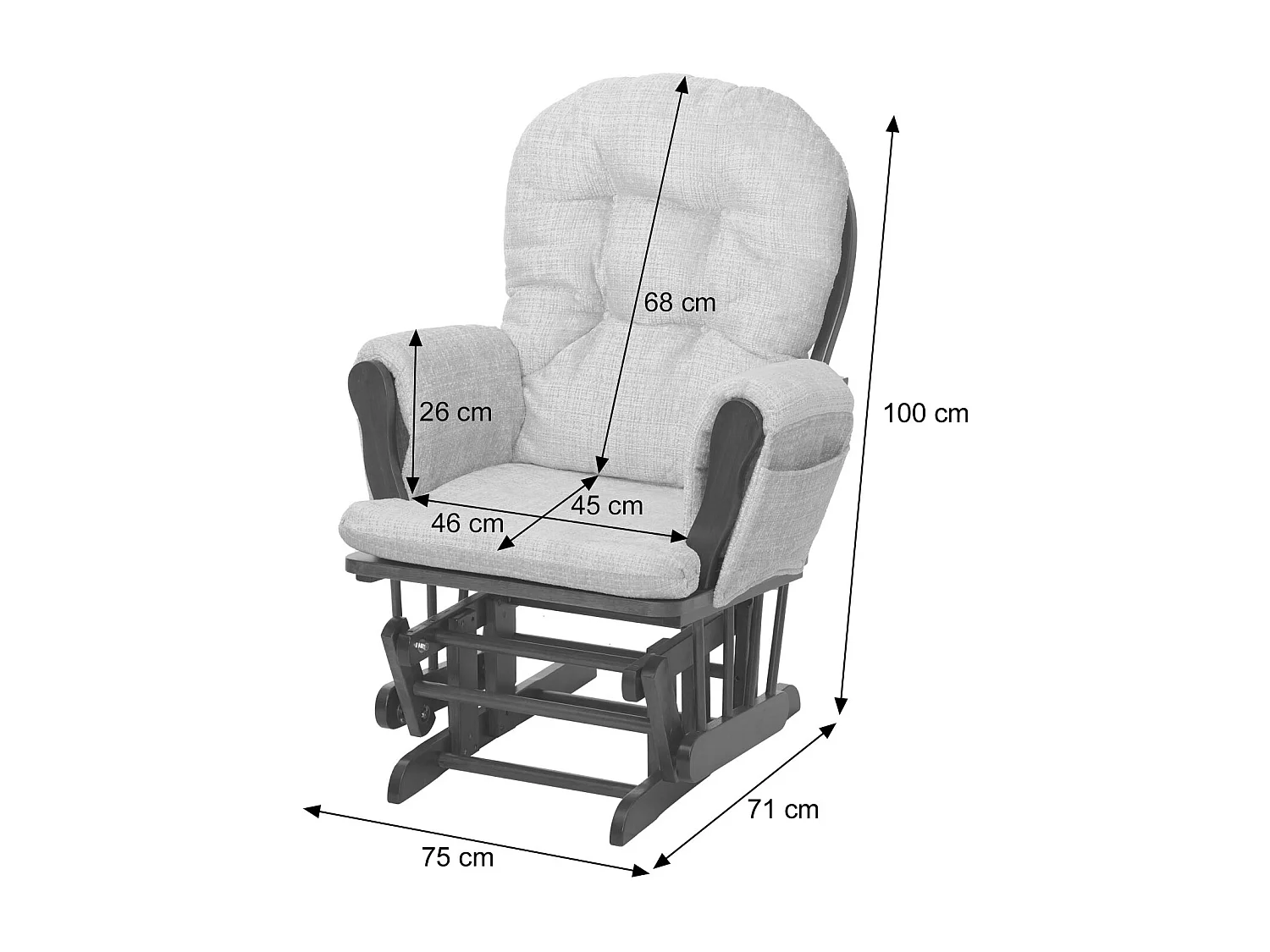 Fauteuil de relaxation MCW-C76,  marron clair, piètement blanc