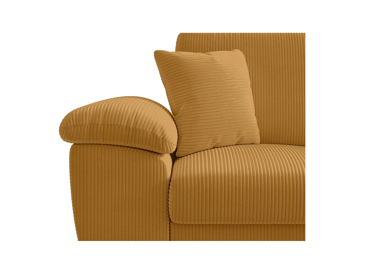 Canapé d'angle ALBERT réversible convertible 4 places avec coffre en velours côtelé - Jaune