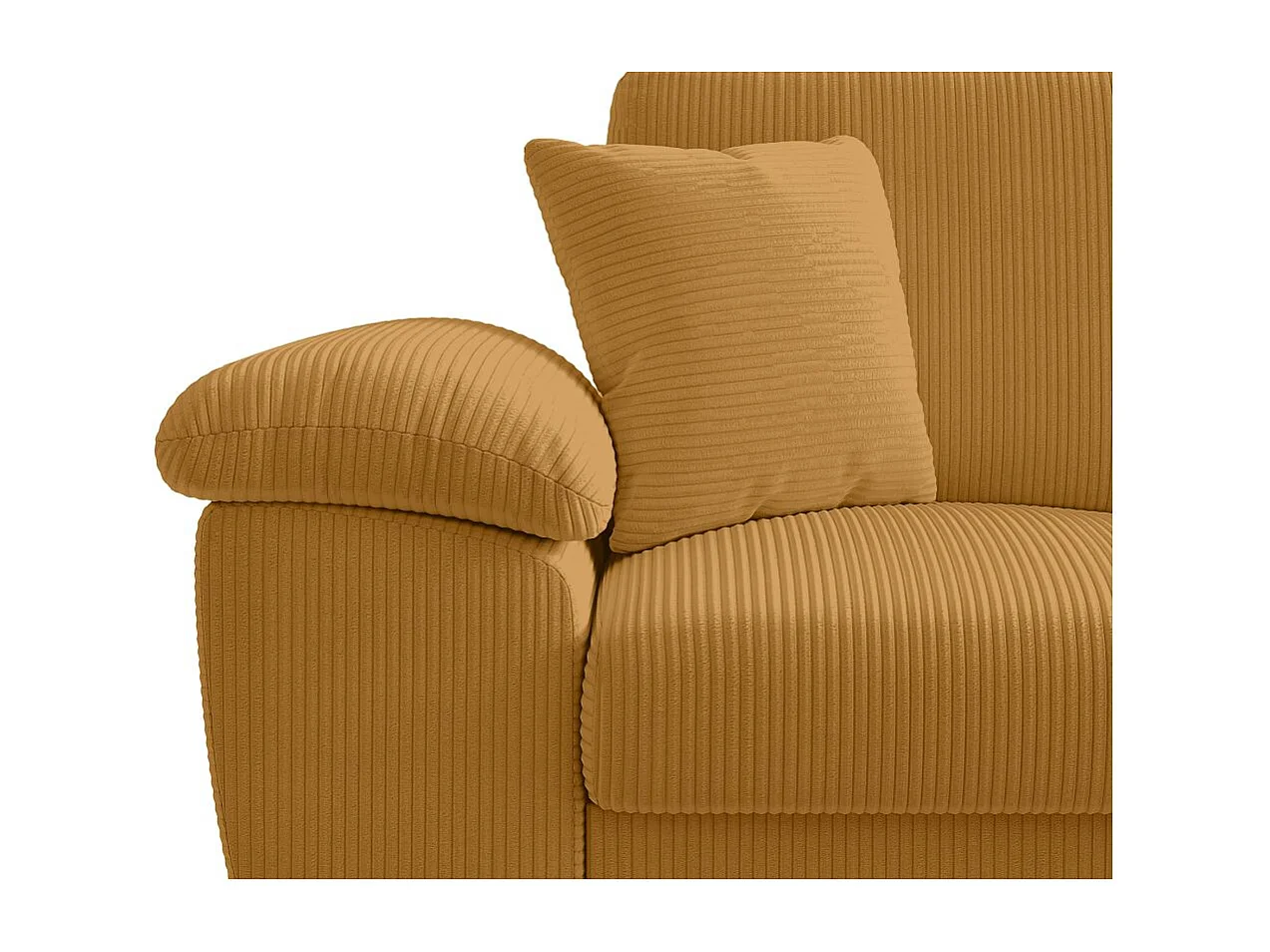 Canapé d'angle ALBERT réversible convertible 4 places avec coffre en velours côtelé - Jaune