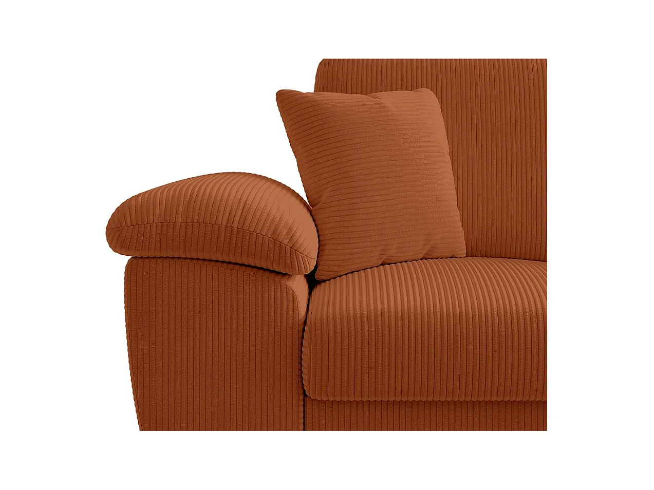 Canapé d'angle ALBERT réversible convertible 4 places avec coffre en velours côtelé - Terracotta