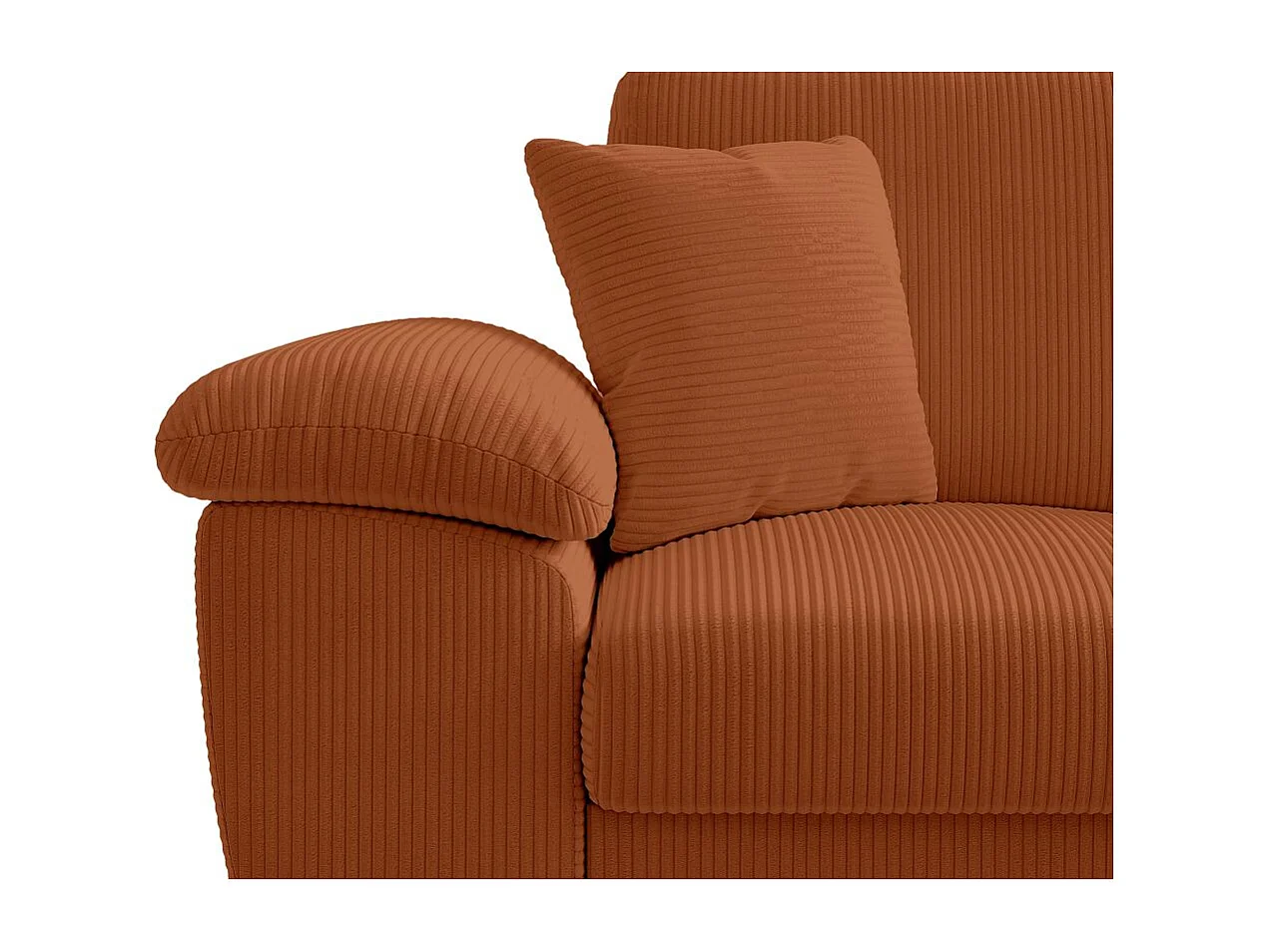 Canapé d'angle ALBERT réversible convertible 4 places avec coffre en velours côtelé - Terracotta