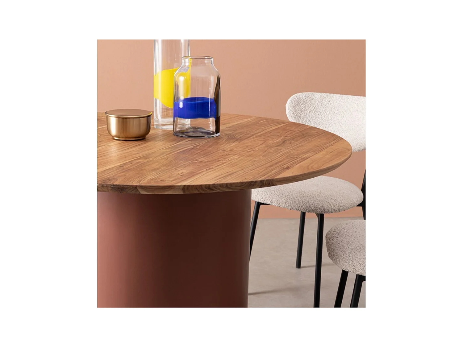 Table ronde contemporaine D115 4 places en acacia - SAJO