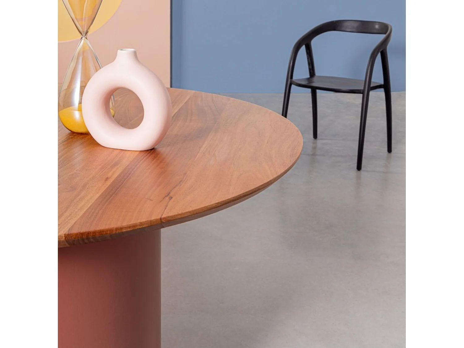 Table ronde contemporaine D115 4 places en acacia - SAJO