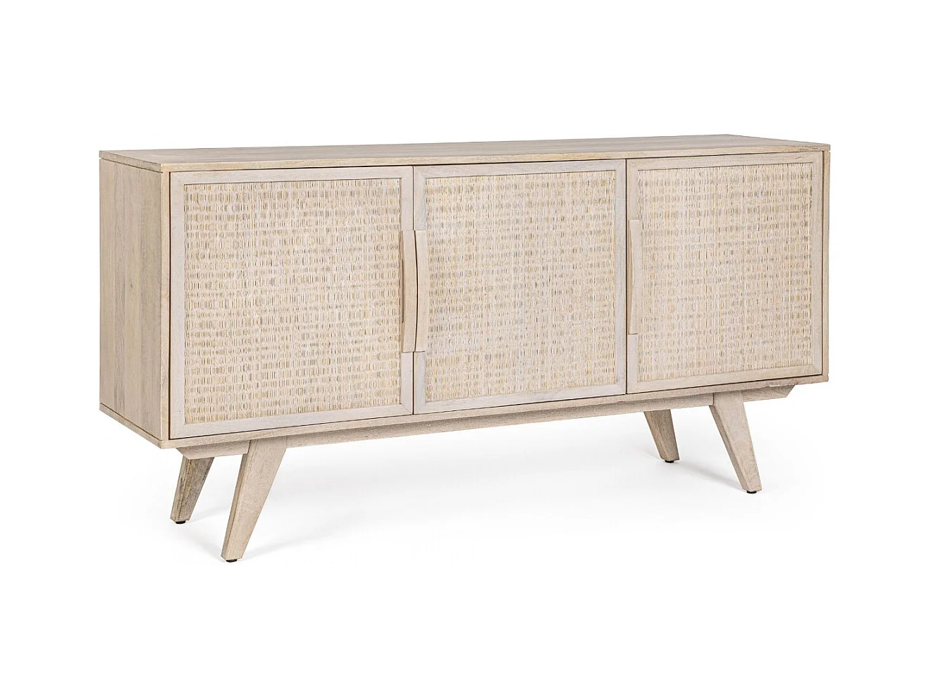 Buffet bas en bois de manguier blanchi 3 portes - SHANNA