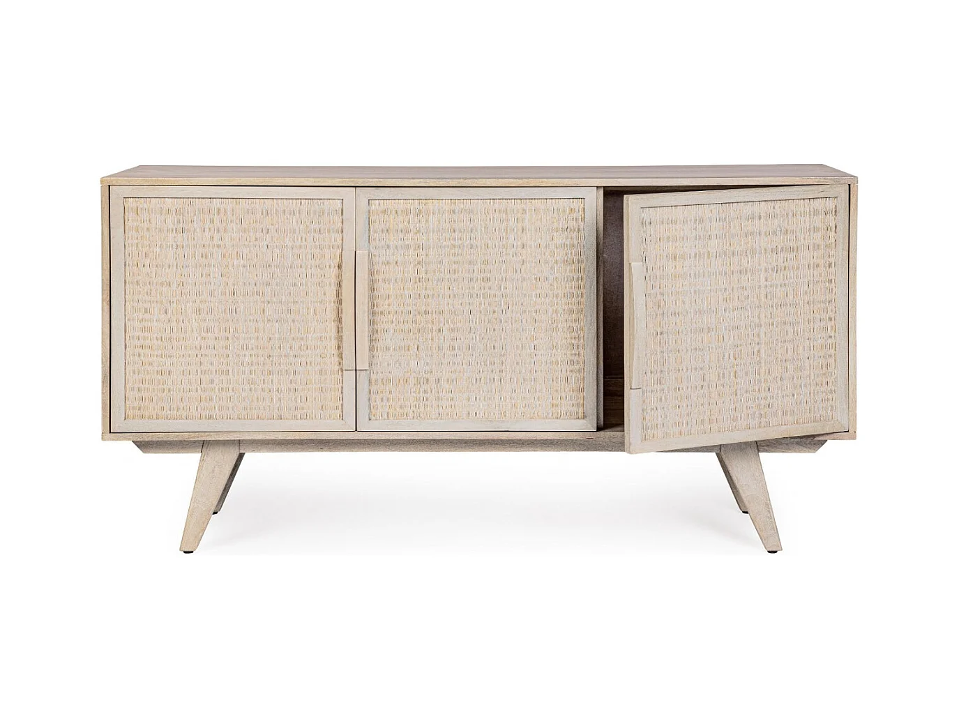 Buffet bas en bois de manguier blanchi 3 portes - SHANNA